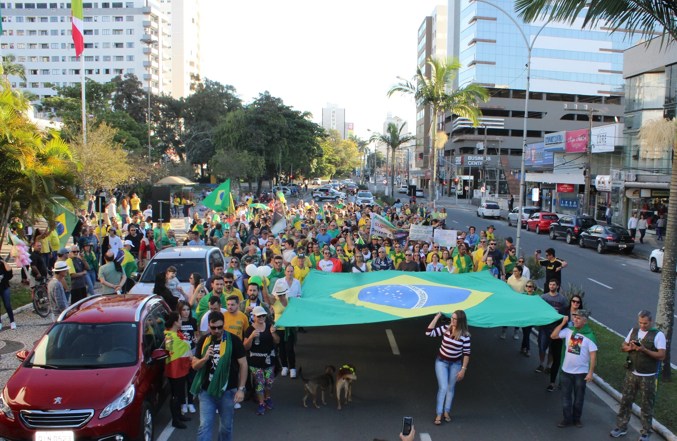Apoiadores de Bolsonaro fazem manifestação em Tubarão