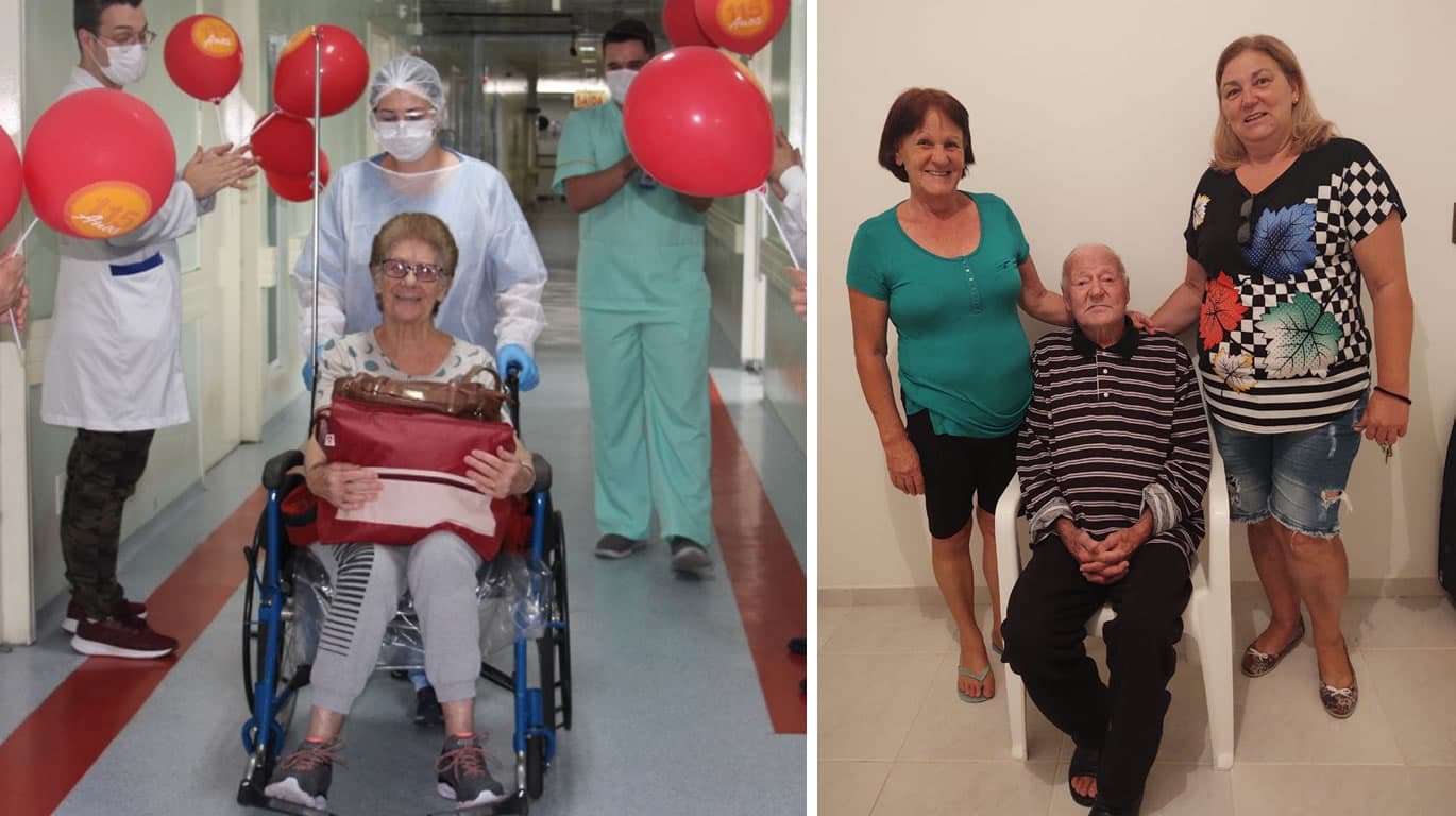 Casal de idosos recebe alta após enfrentar o coronavírus