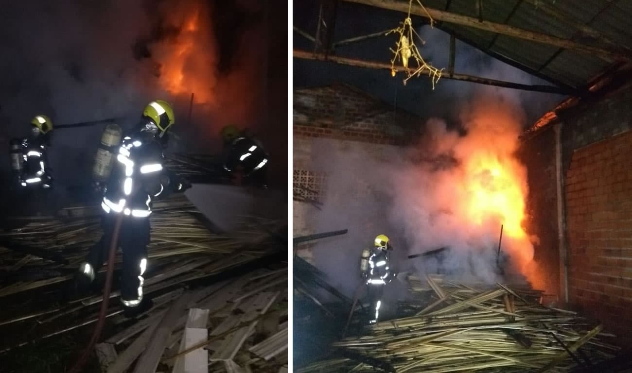 Incêndio atinge complexo de galpões, no Bom Pastor