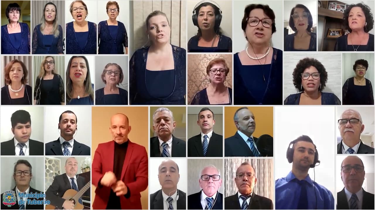 Integrantes do Coral Municipal, em isolamento, gravam música em homenagem a Tubarão
