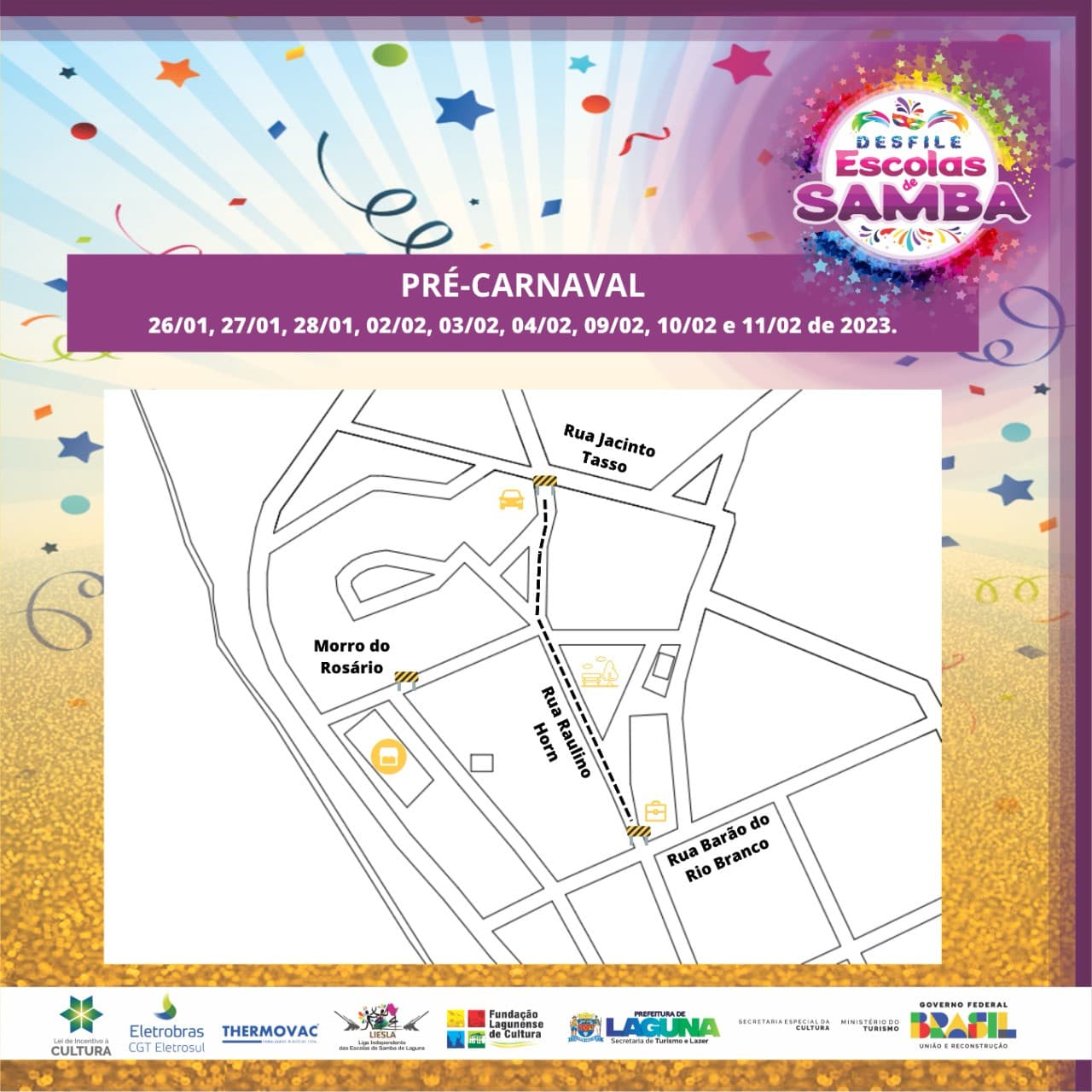 Trânsito do Centro Histórico de Laguna será alterado em dias de pré-Carnaval