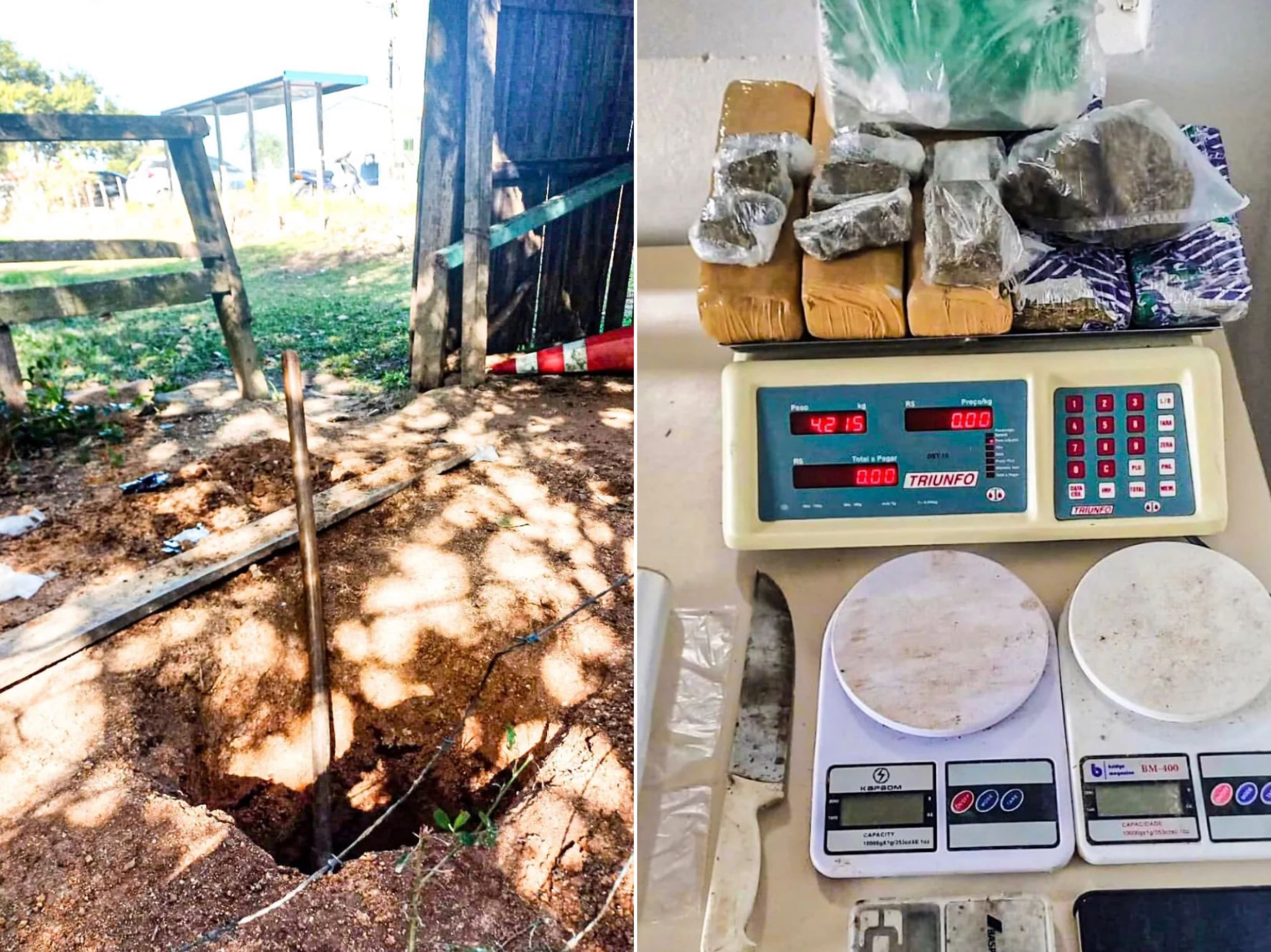 Mais de 4kg de drogas são encontrados enterrados em estrebaria