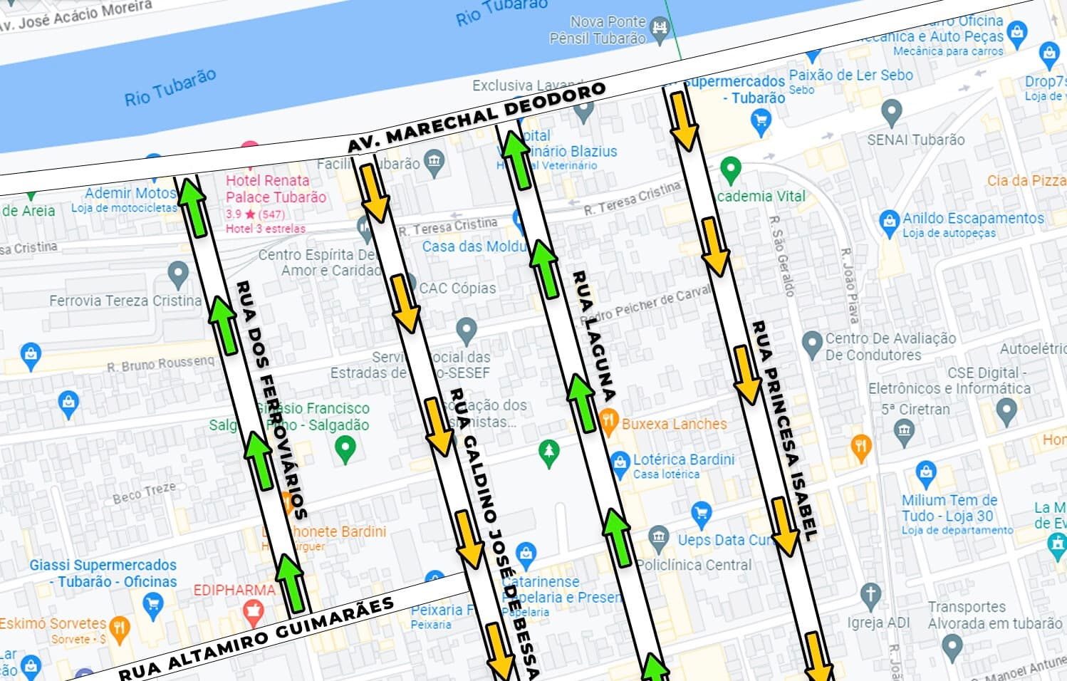 Quatro ruas de Tubarão passarão a ter sentido único