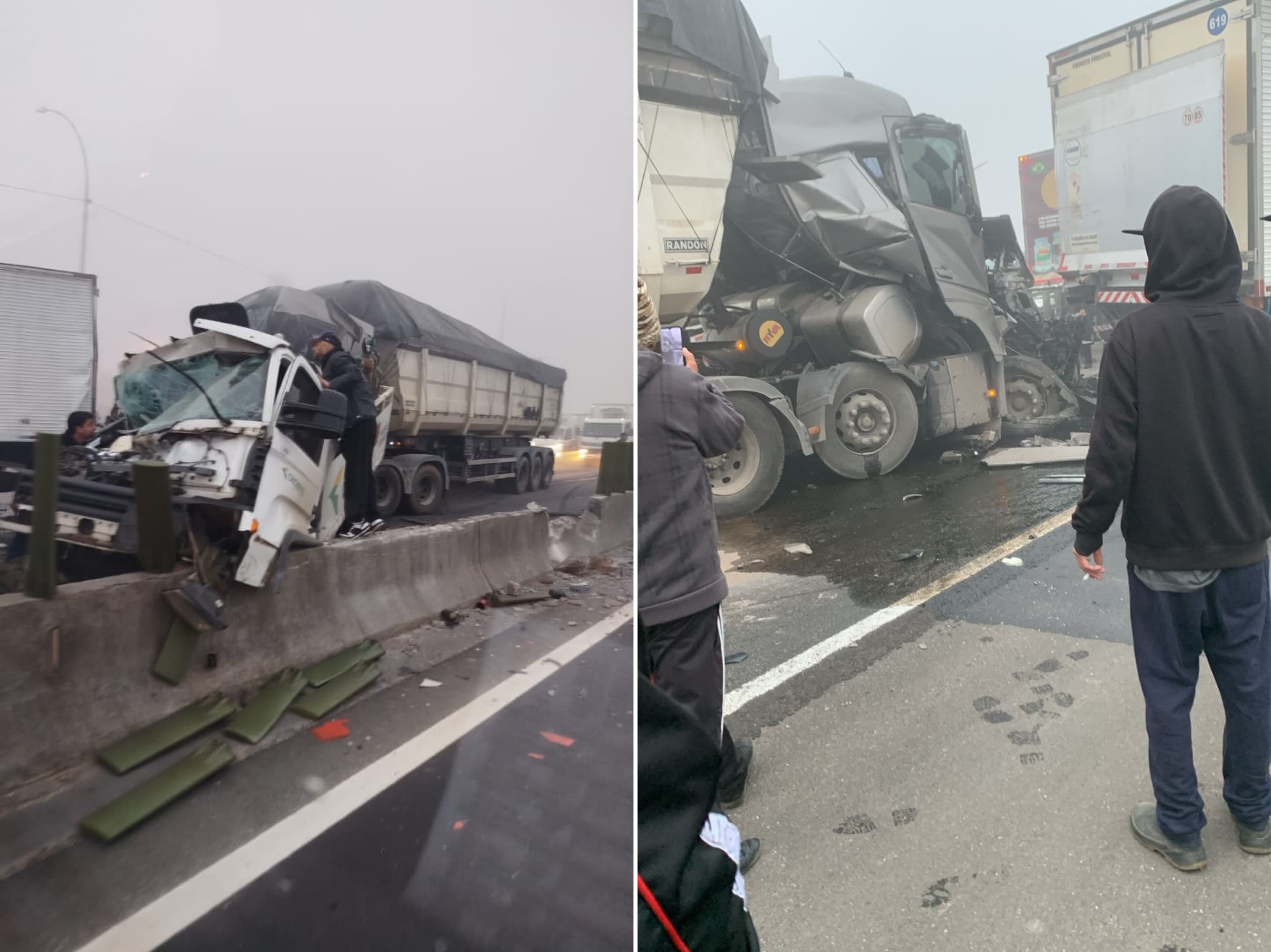 Engavetamento envolvendo 12 veículos deixa quatro feridos, um com gravidade