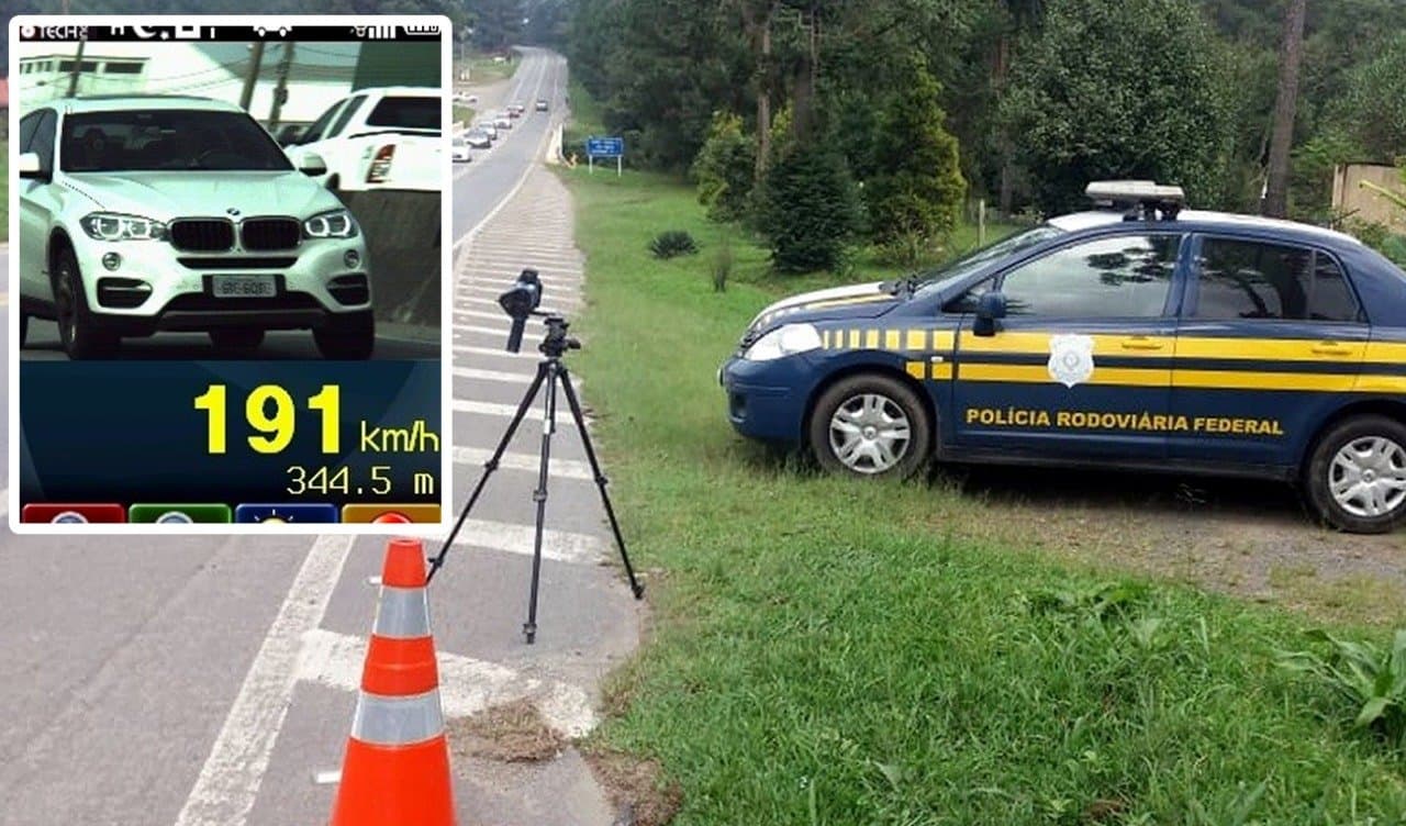Carro é flagrado a 191 km/h na BR-101