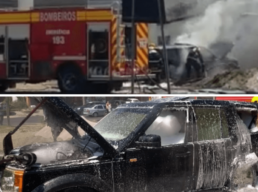 Motorista abandona carro durante incêndio