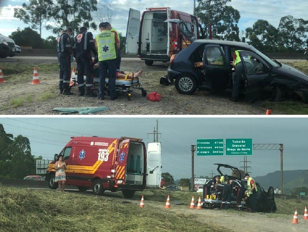 Três veículos se envolvem em acidente na BR-101
