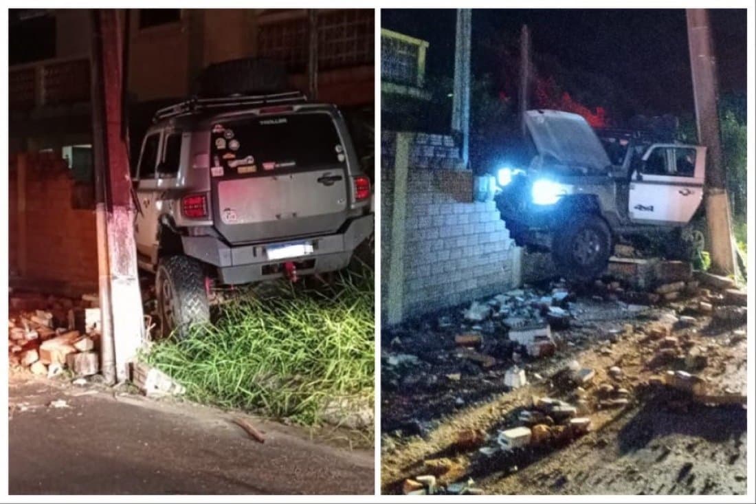 Motorista fica ferido após colidir com poste