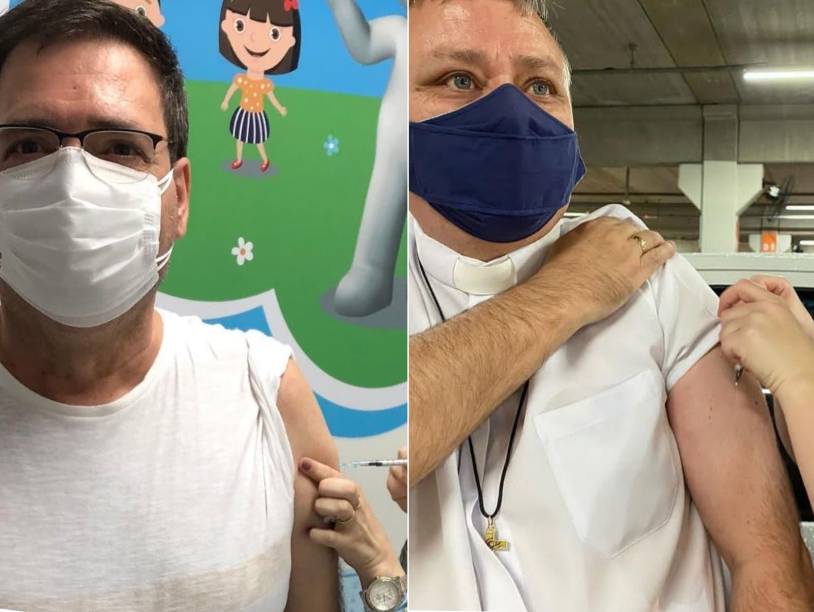 Padres Edison e Sérgio são vacinados contra a Covid-19
