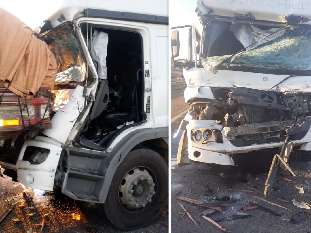 Caminhoneiro fica preso às ferragens em acidente na BR-101