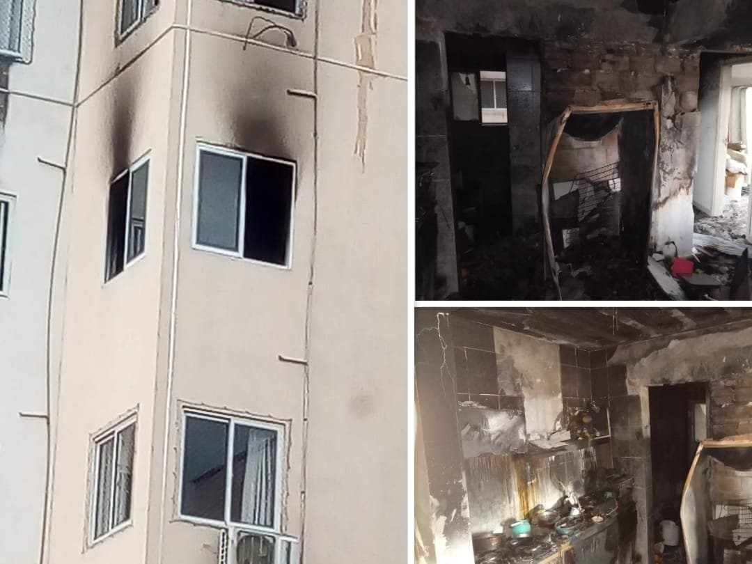 Idoso sofre queimaduras de 2º e 3º graus durante incêndio em apartamento