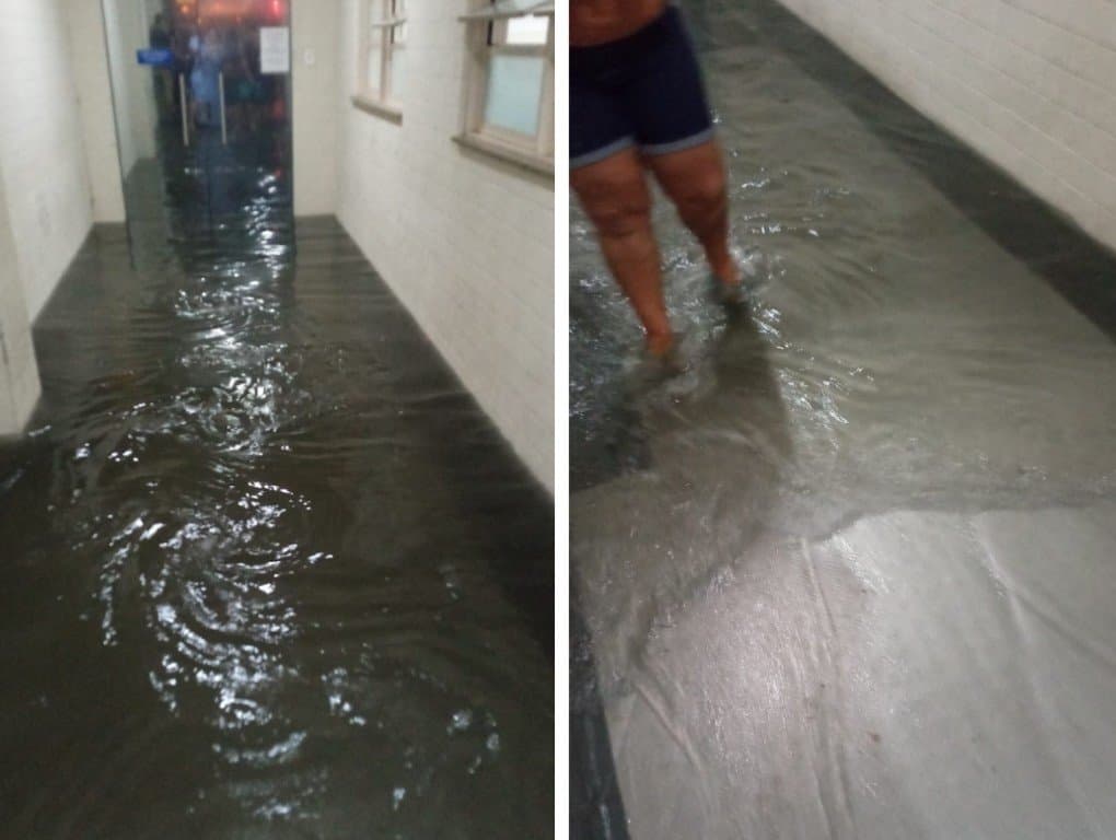 Emergência do HNSC fica alagada e pacientes são remanejados