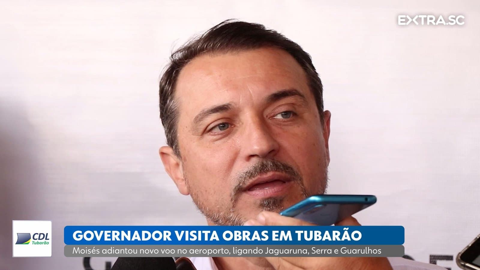 Em Tubarão, governador visita obras e anuncia novo voo para o Aeroporto de Jaguaruna