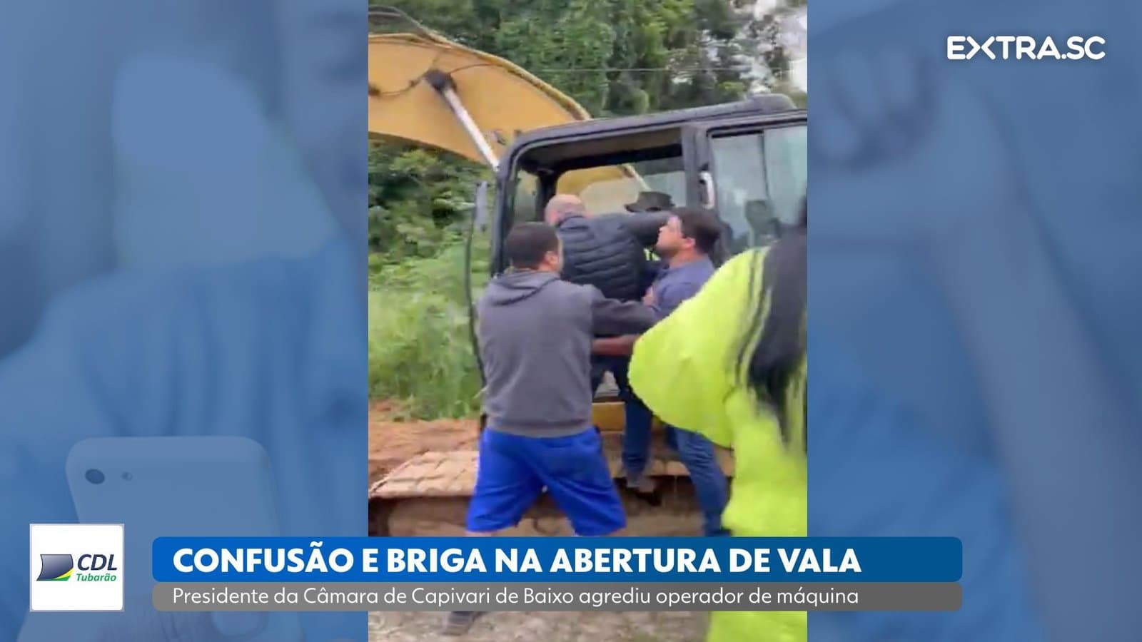 Vídeo mostra momento em que presidente da Câmara de Capivari agride operador de máquina e inicia confusão