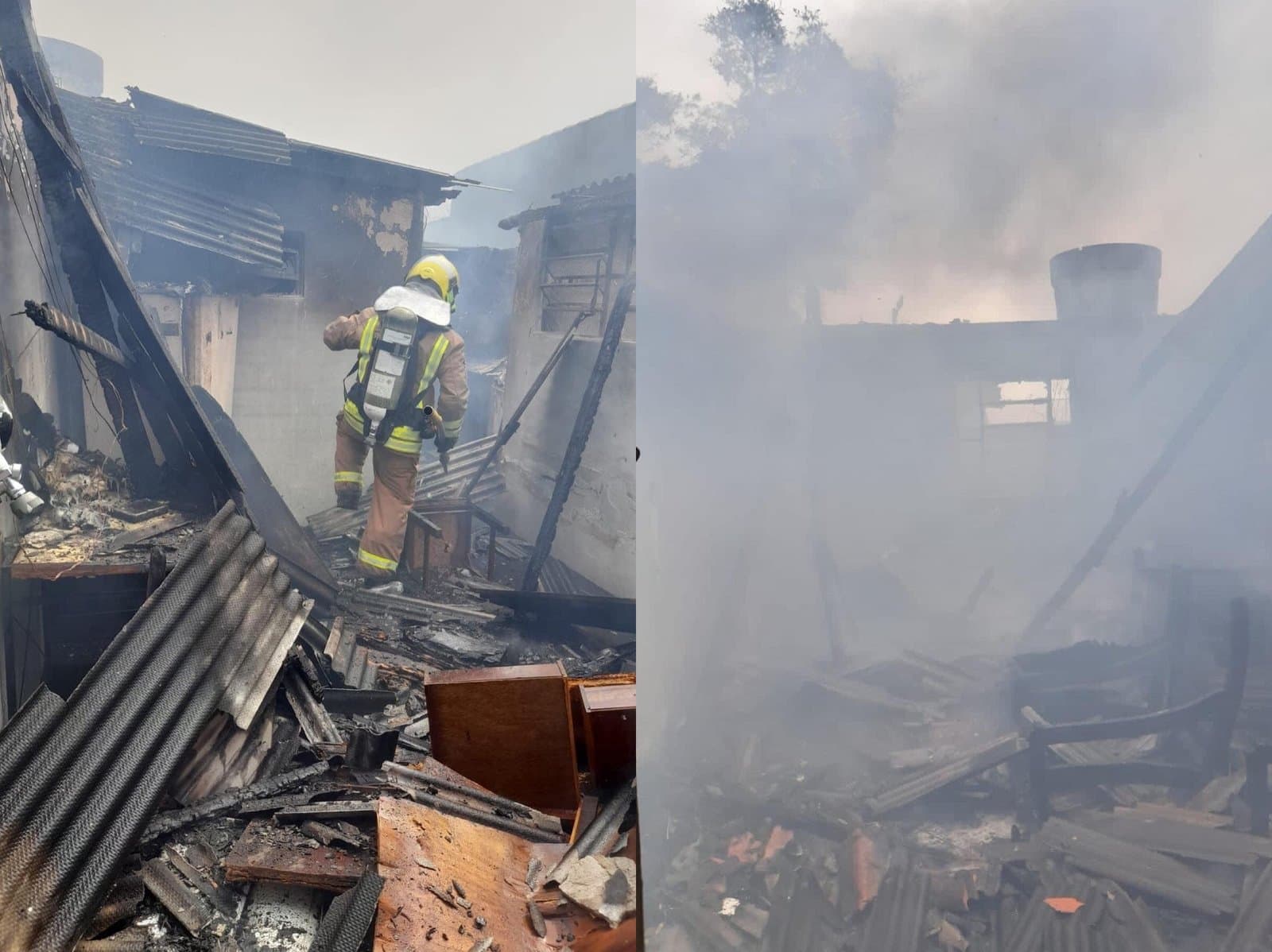 Incêndio em casa coloca residências vizinhas em risco