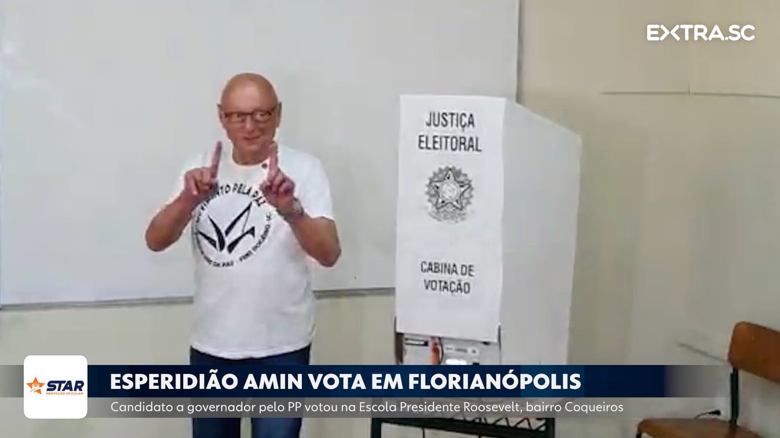 Esperidião Amin (PP) é o primeiro candidato a governador a votar neste domingo (2)