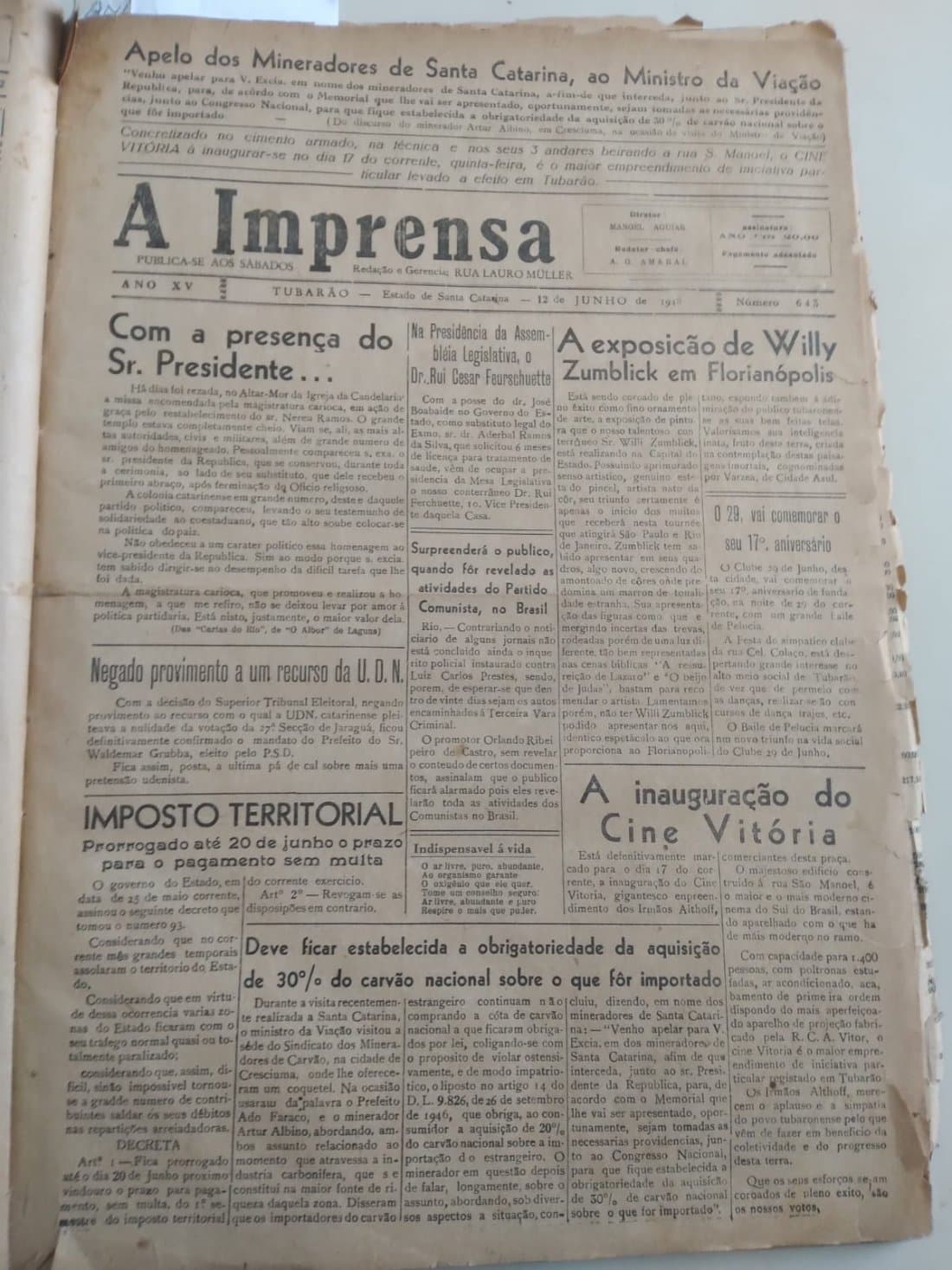 Arquivo público de Tubarão resgata história do Cine Vitória