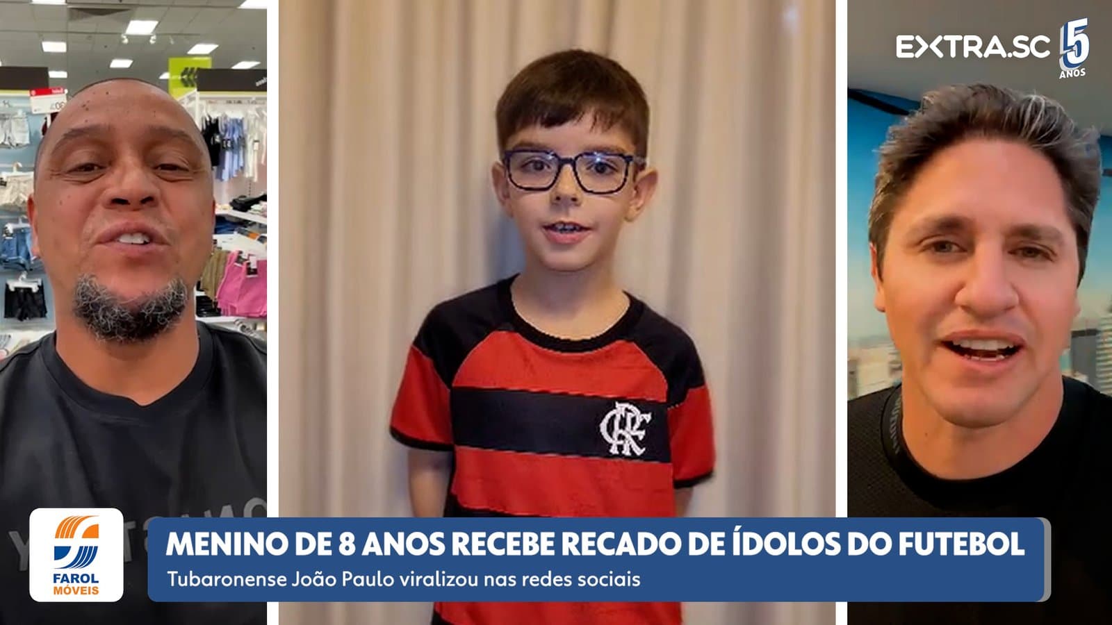 Apaixonado por futebol, tubaronense de 8 anos recebe recados de ídolos mundiais