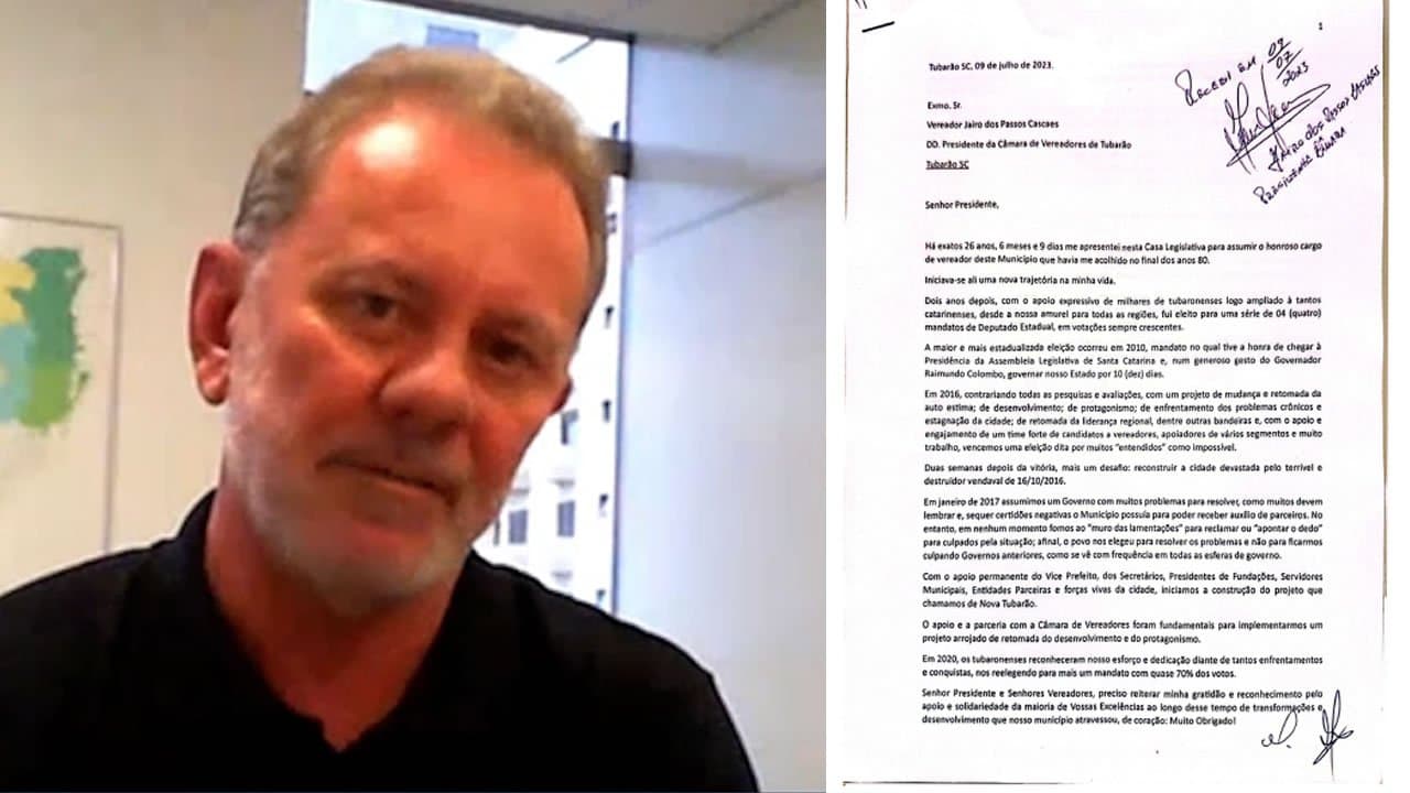 Carta de renúncia de Joares Ponticelli tem agradecimentos e declaração de amor; leia