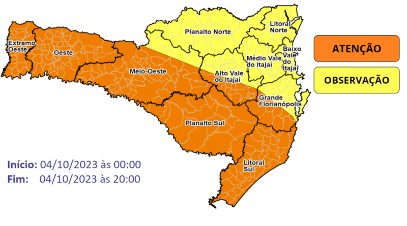 Defesa Civil alerta para temporais e chuvas intensas