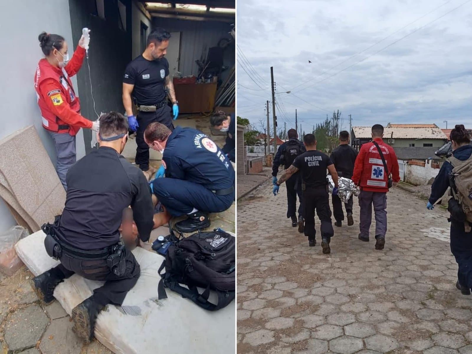 Homem é levado para o hospital de helicóptero após cair de telhado