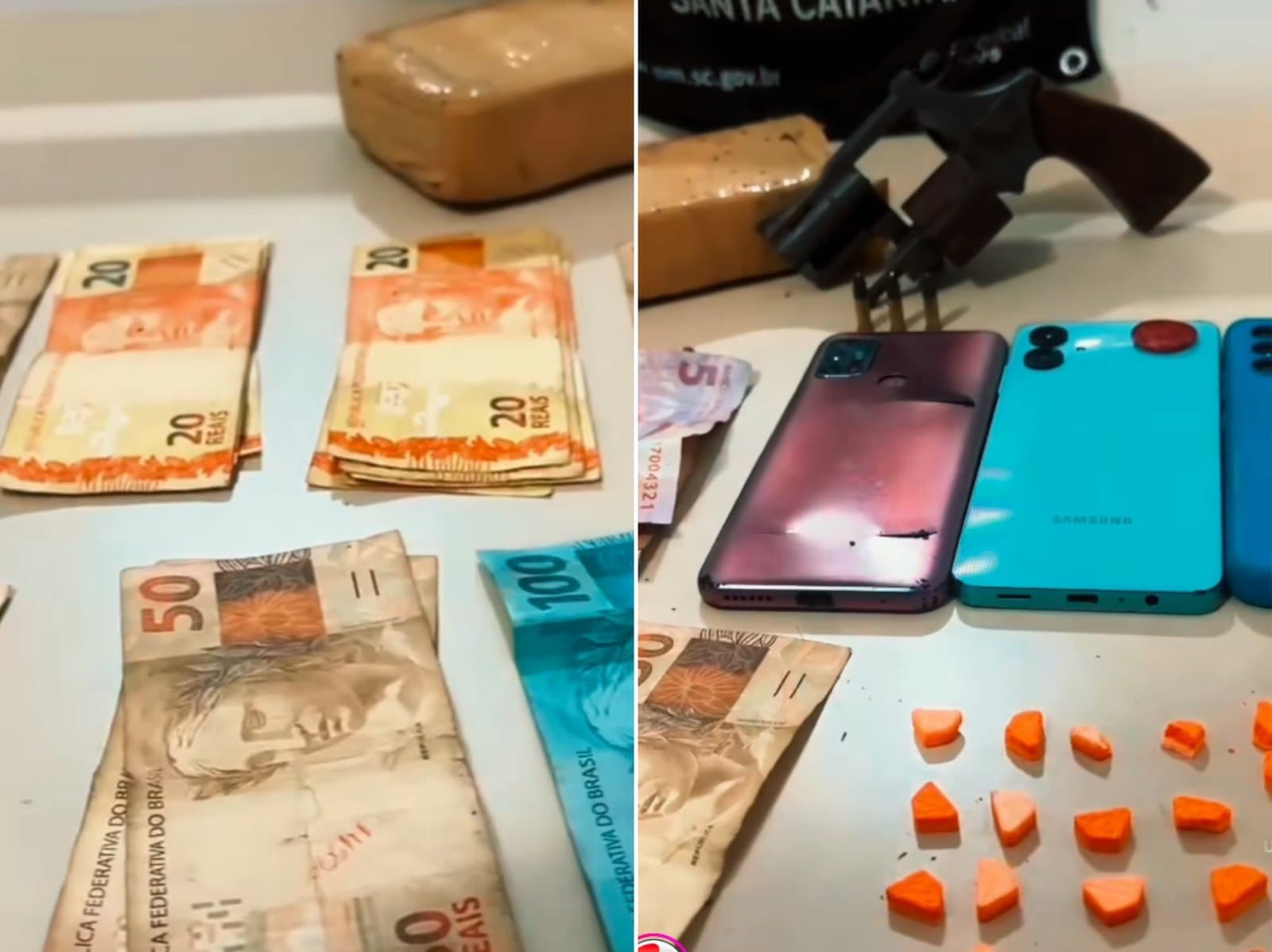 Adolescente e jovem são flagrados com arma, quase meio quilo de maconha e ecstasy