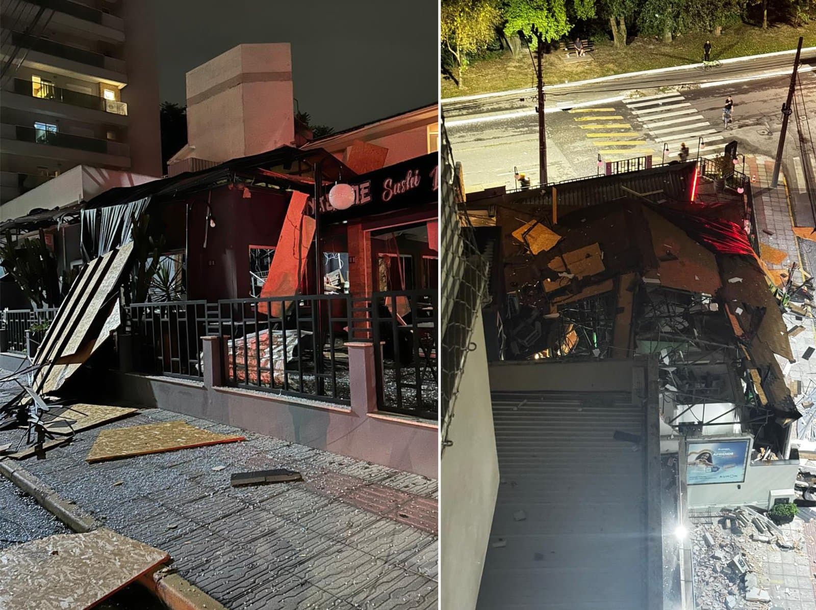 Restaurante de sushi é destruído por explosão de gás
