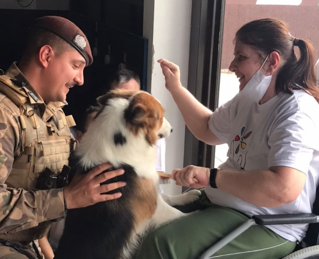 Alunos da Apae visitam a PM e conhecem os cães policiais