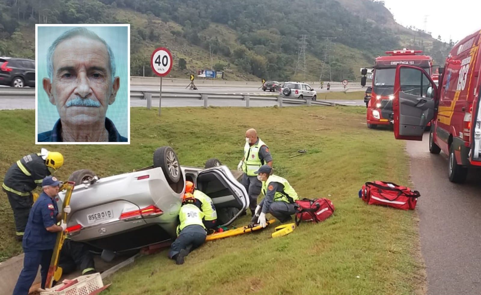 Idoso morre após capotamento na BR-101