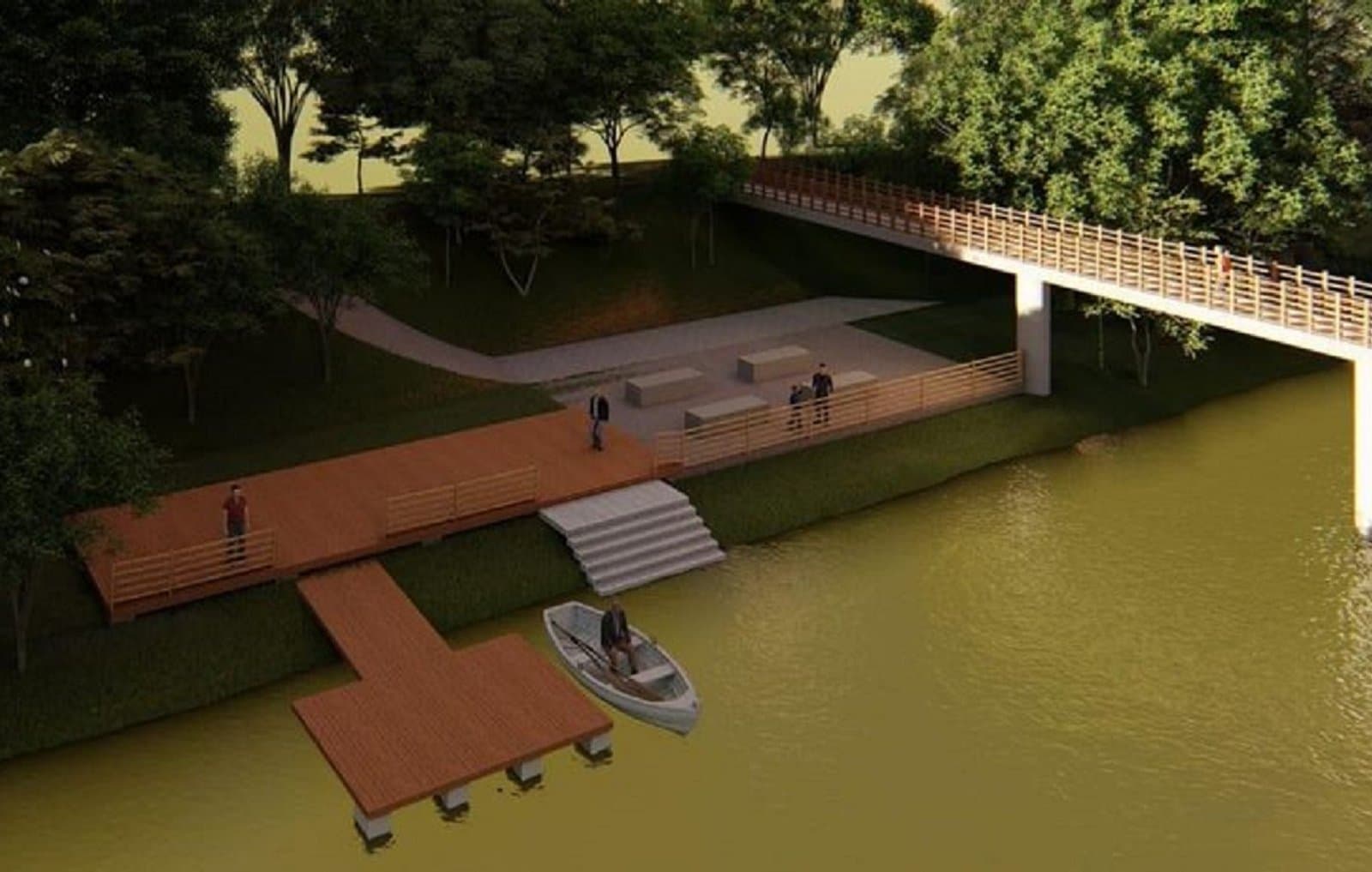 Praça do Remo será construída ao lado da passarela de concreto