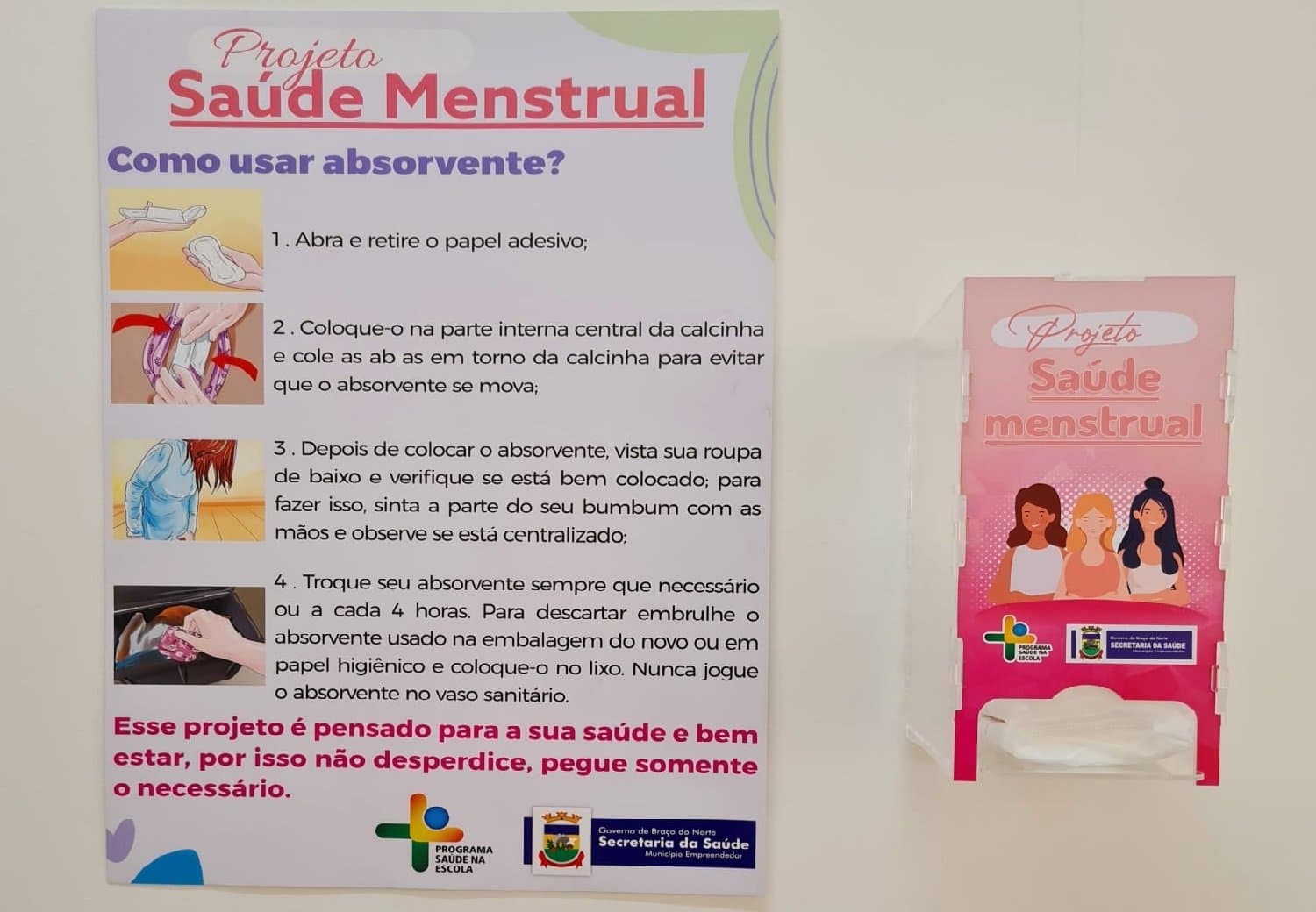 Projeto fornecerá absorventes higiênicos para estudantes de Braço do Norte