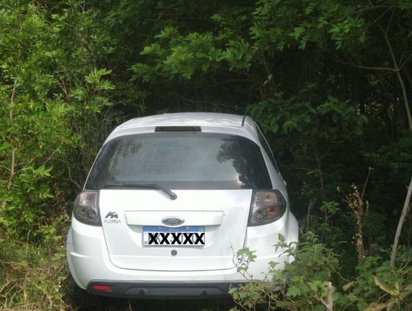 Carro furtado é encontrado no meio do mato