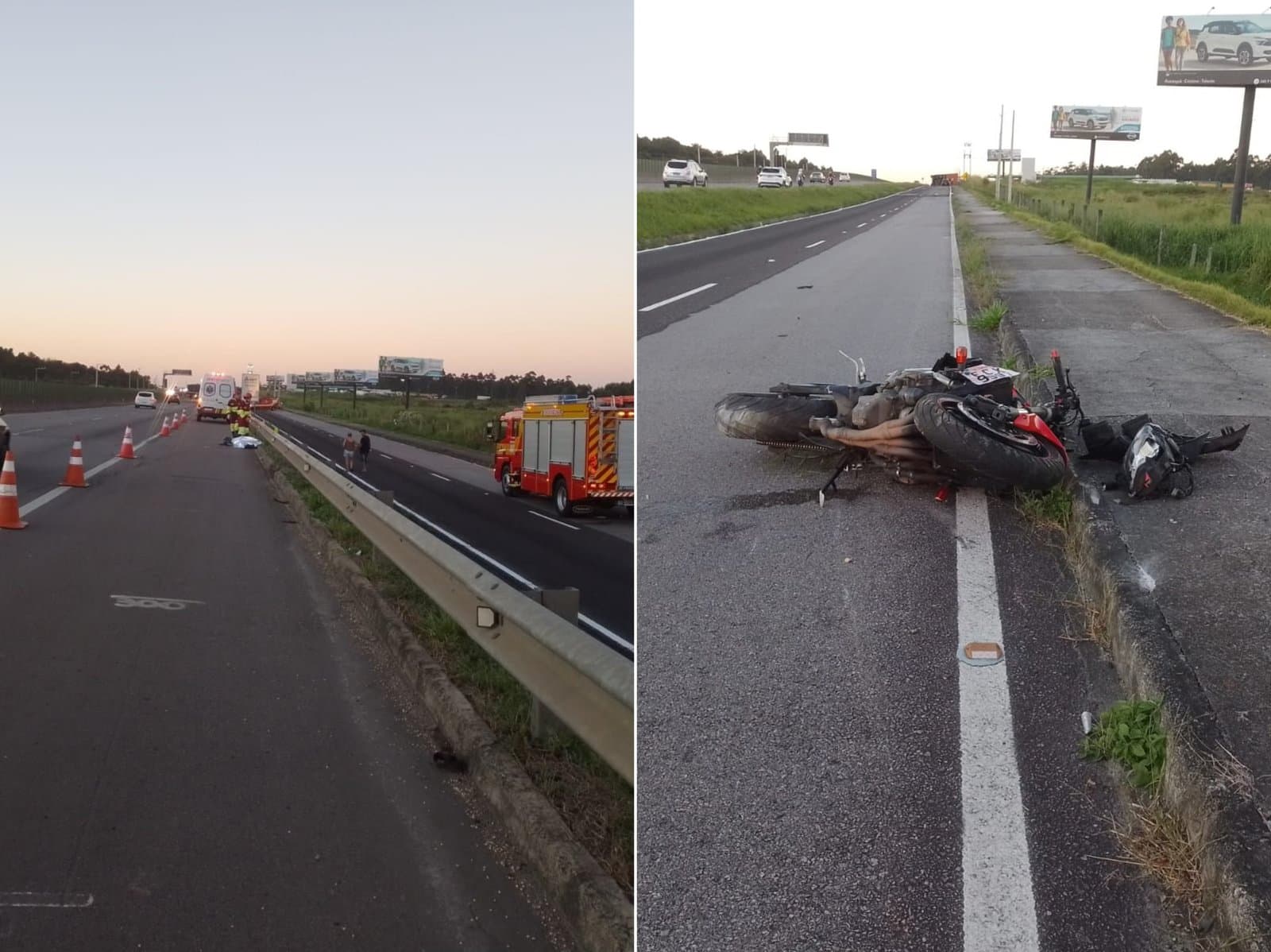 Homem de 43 anos morre após bater moto em mureta de proteção da BR-101