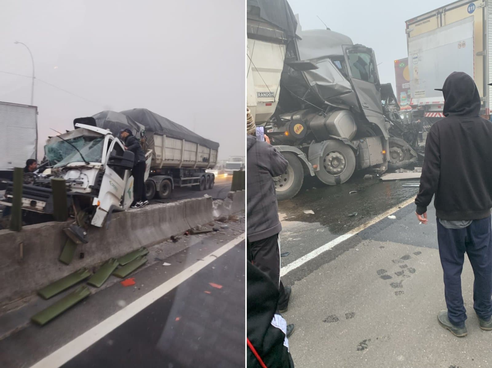 Engavetamento envolvendo 12 veículos deixa quatro feridos, um com gravidade